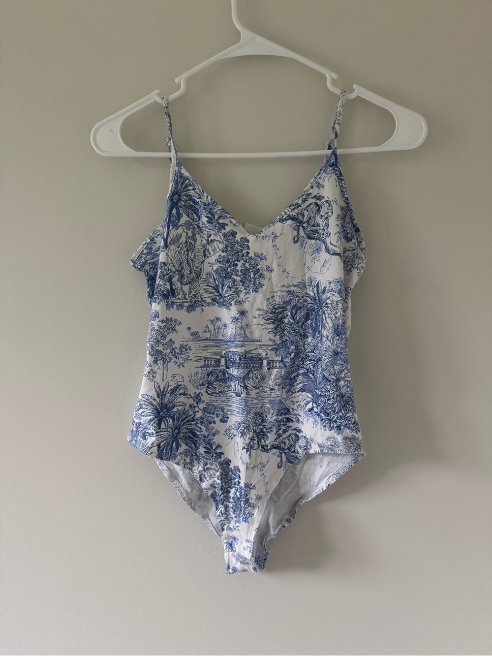 Blue and White Printed Bodysuit